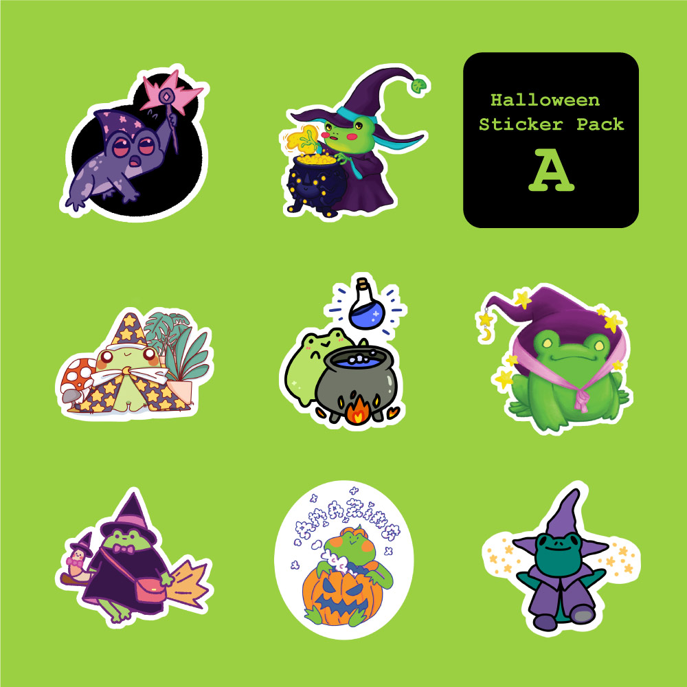 Frog Cult Halloween stickers - pack A